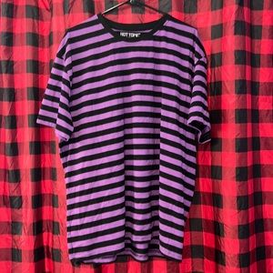 Hot Topic Black & Purple Striped Tee, Size 2XL